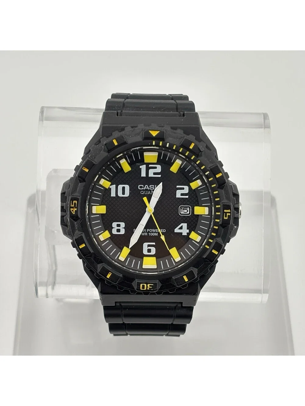 Casio MRW-S300H Black Yellow 48mm Solar Powered Sports Watch Analog 100M Works